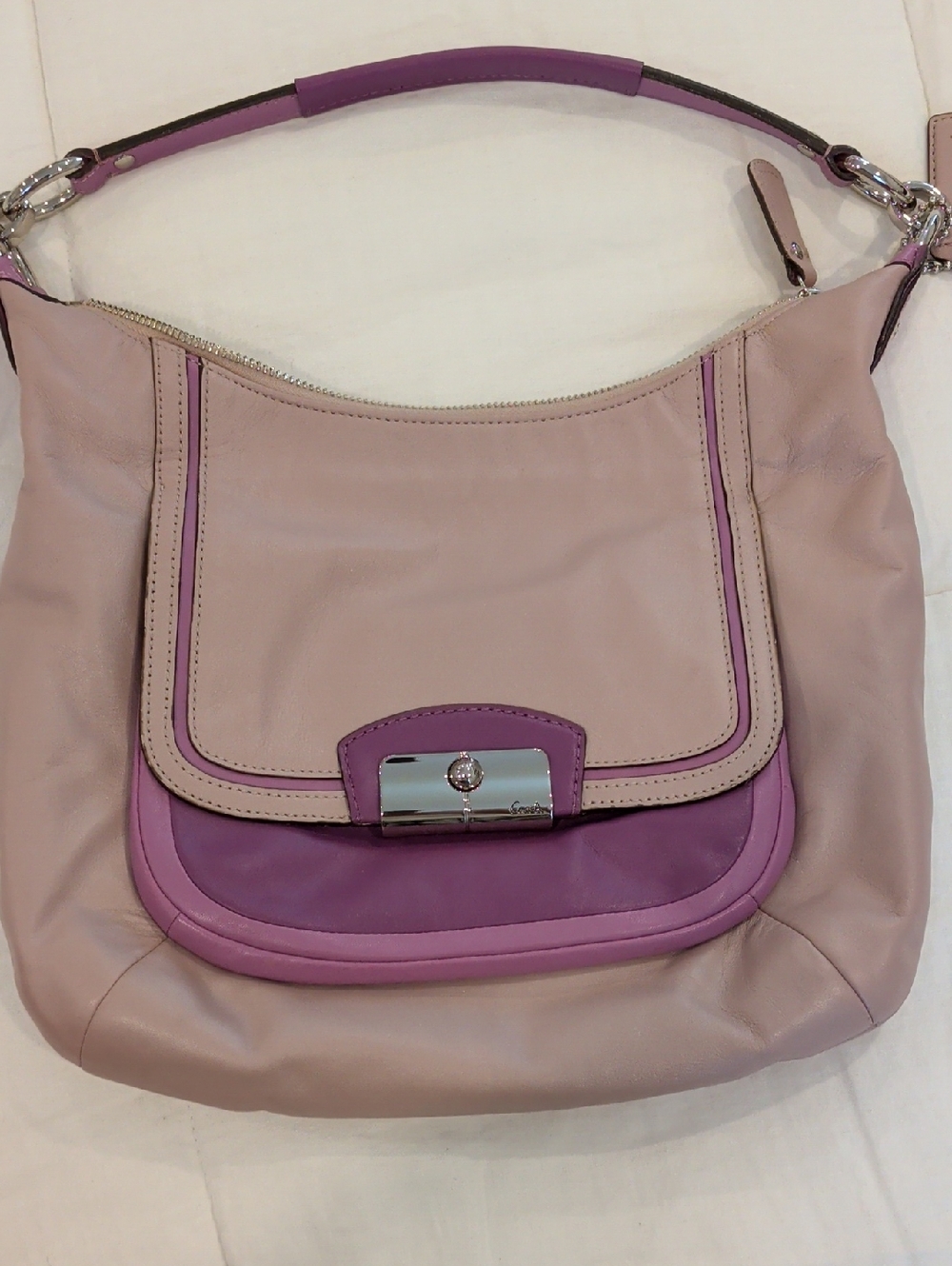 CoachTwo-Tone Purple And Lavendar Leather Shoulder Bag